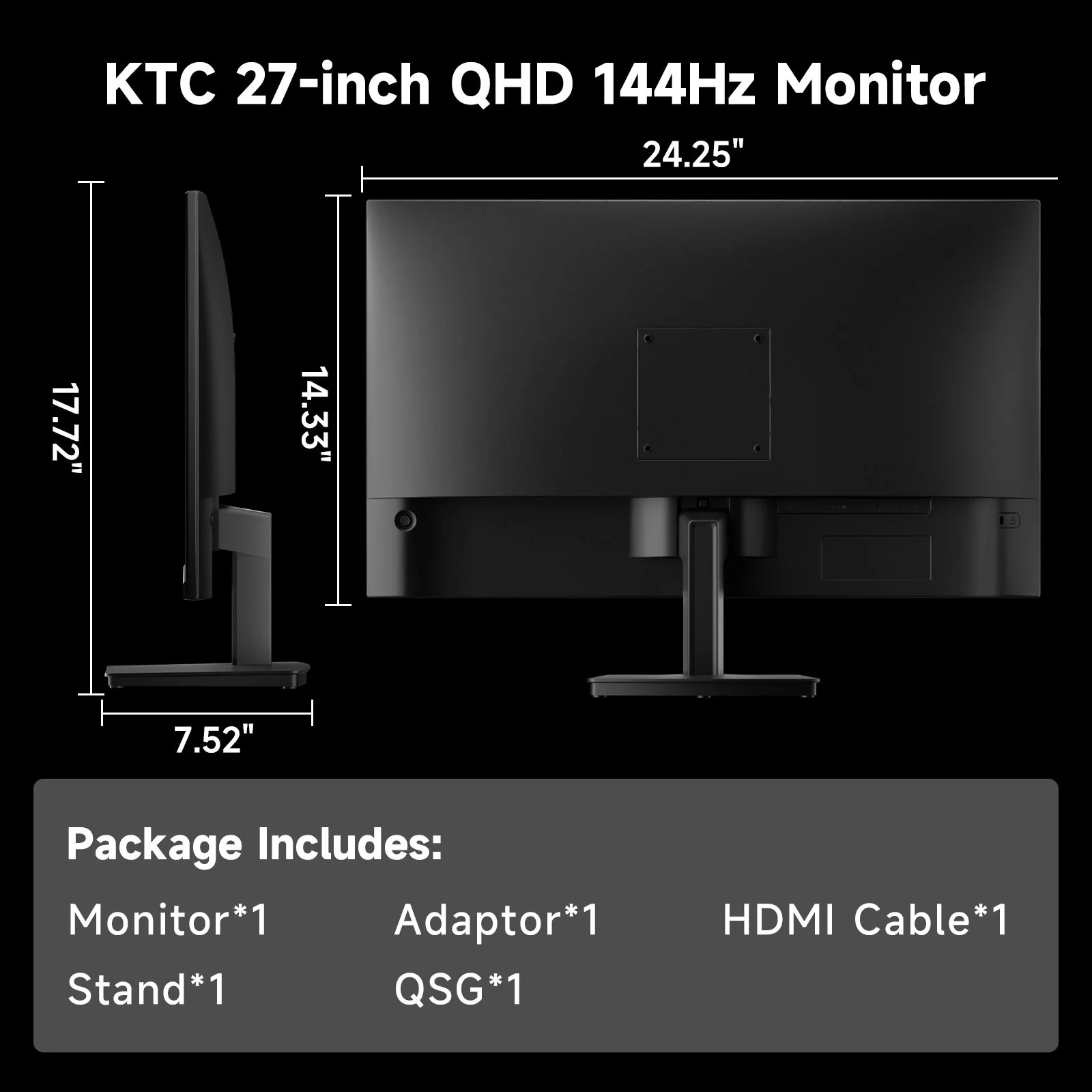 KTC 27" 2K 144Hz HVA High-contrast Gaming Monitor丨H27T27S - Image 9