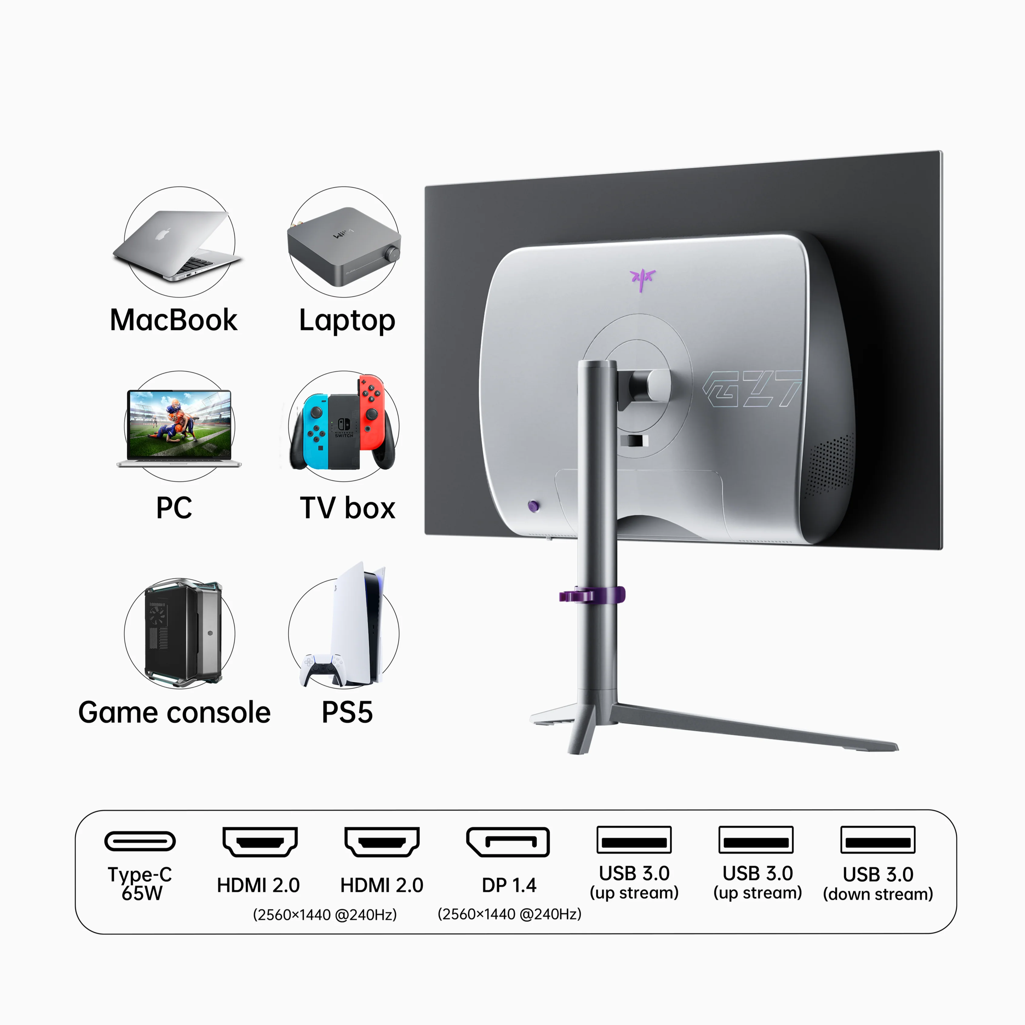 KTC OLED 27" 2K 240Hz/0.03ms USB-C Gaming Monitor | G27P6 - Image 2