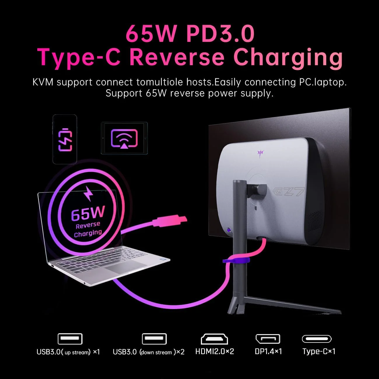 KTC OLED 27" 2K 240Hz/0.03ms USB-C Gaming Monitor | G27P6 - Image 8