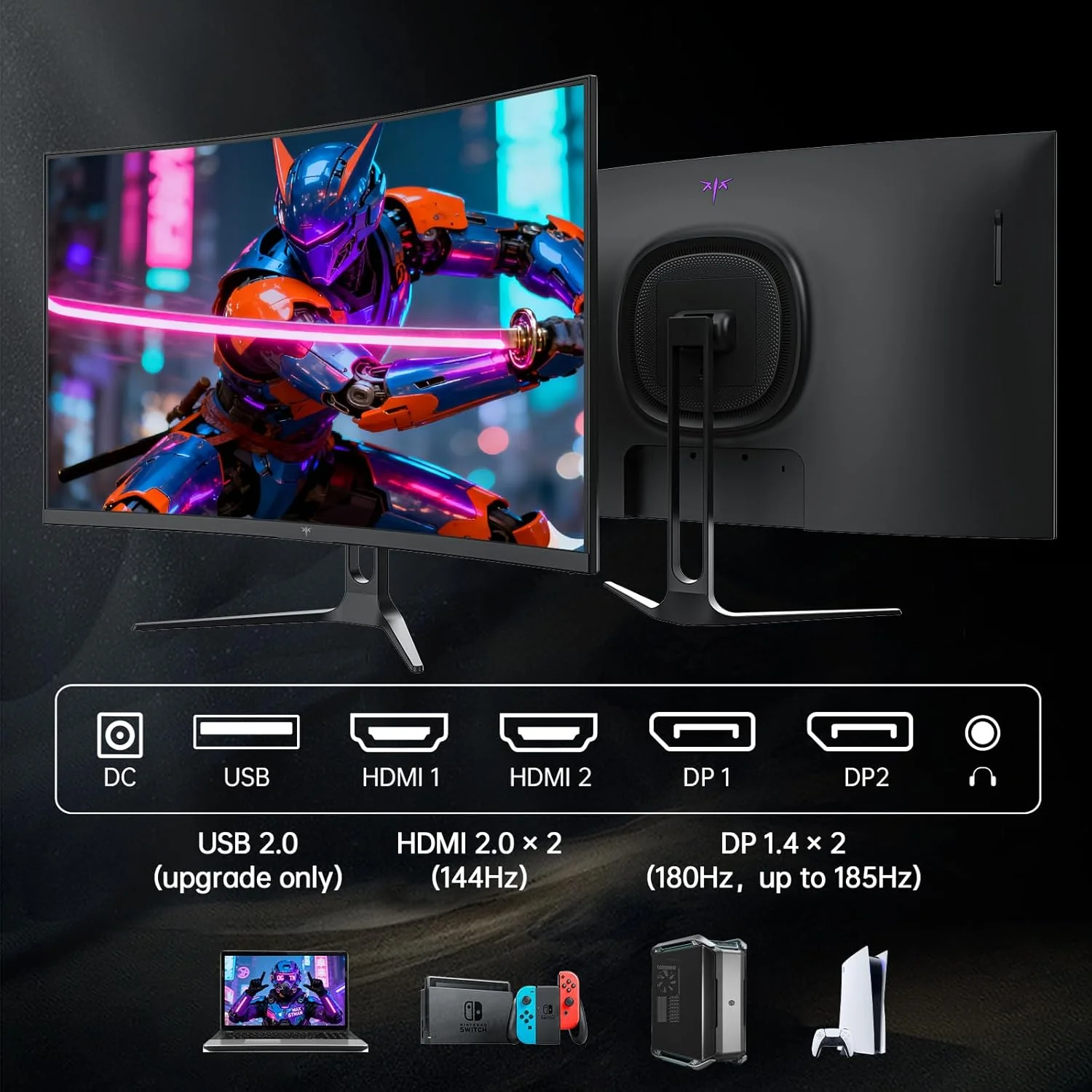 KTC 32" 2K 180Hz 1500R Curved Wall Mount Gaming Monitor | H32S5 - Image 8