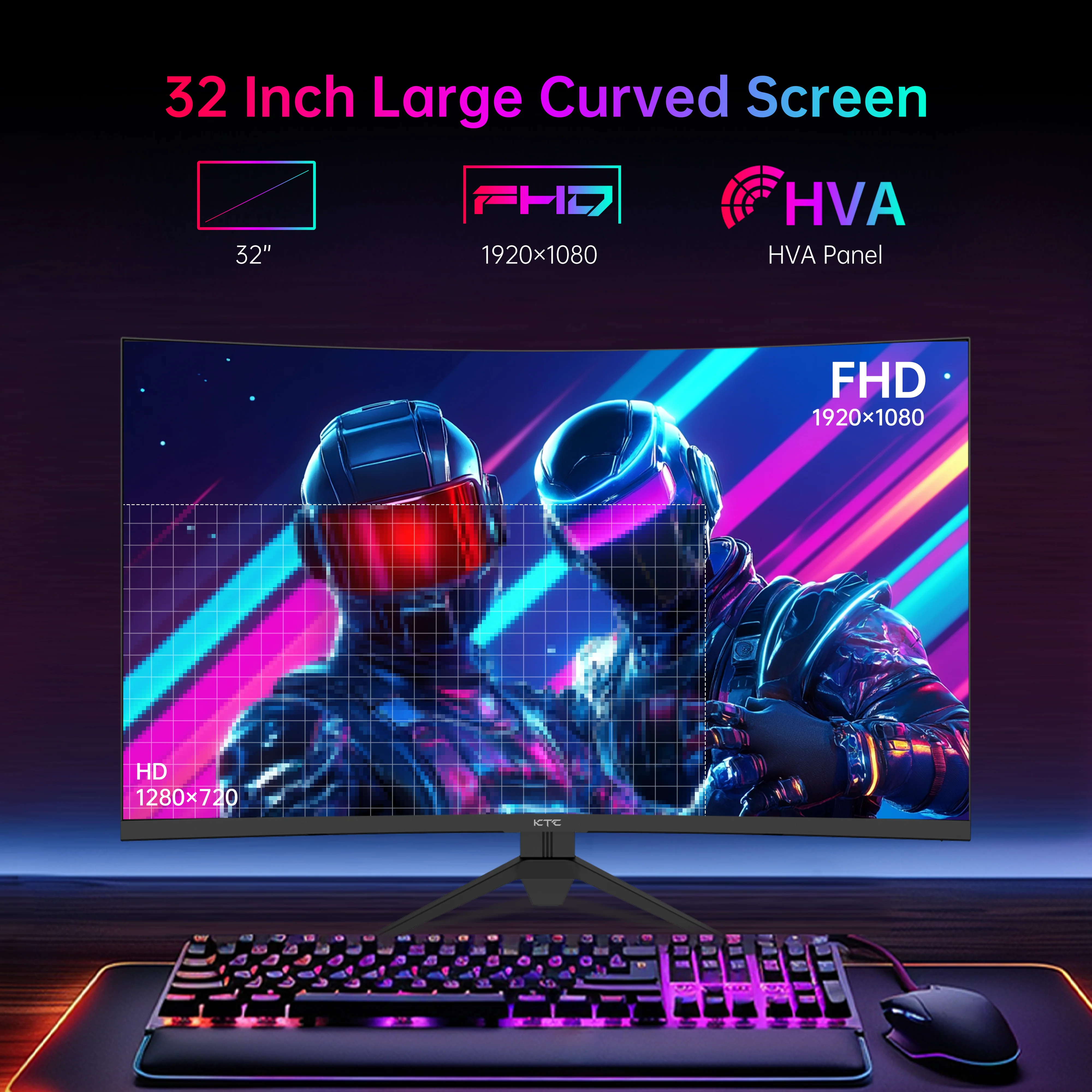 KTC 32" FHD 240Hz/1ms 1500R Curved Gaming Monitor | H32S17F - Image 4