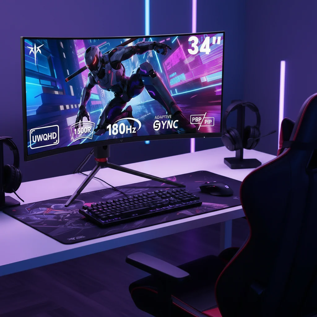 KTC 34" 2K 180Hz/1ms 1500R Curved Gaming Monitor | H34S18S - Image 13