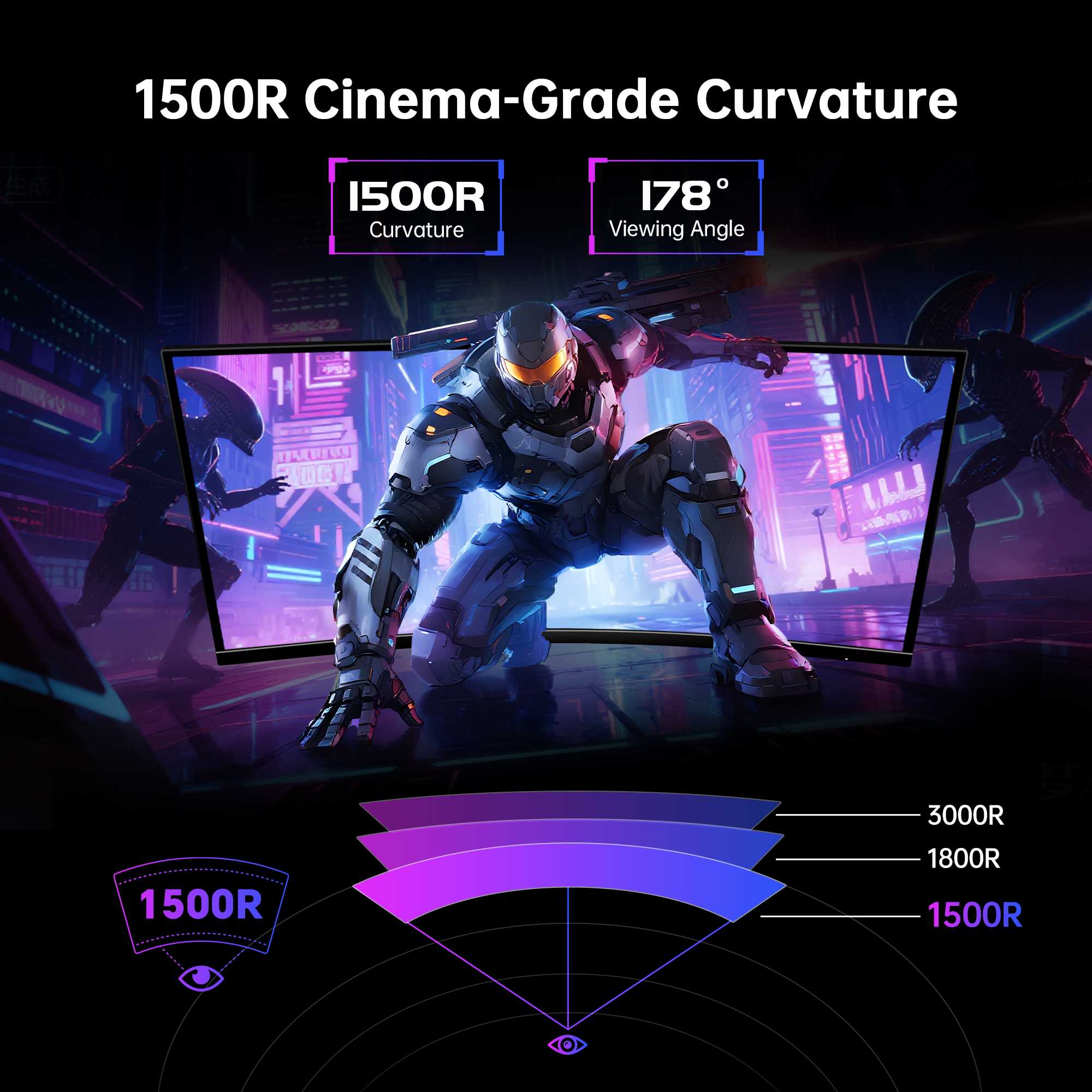 KTC 34" 2K 180Hz/1ms 1500R Curved Gaming Monitor | H34S18S - Image 3