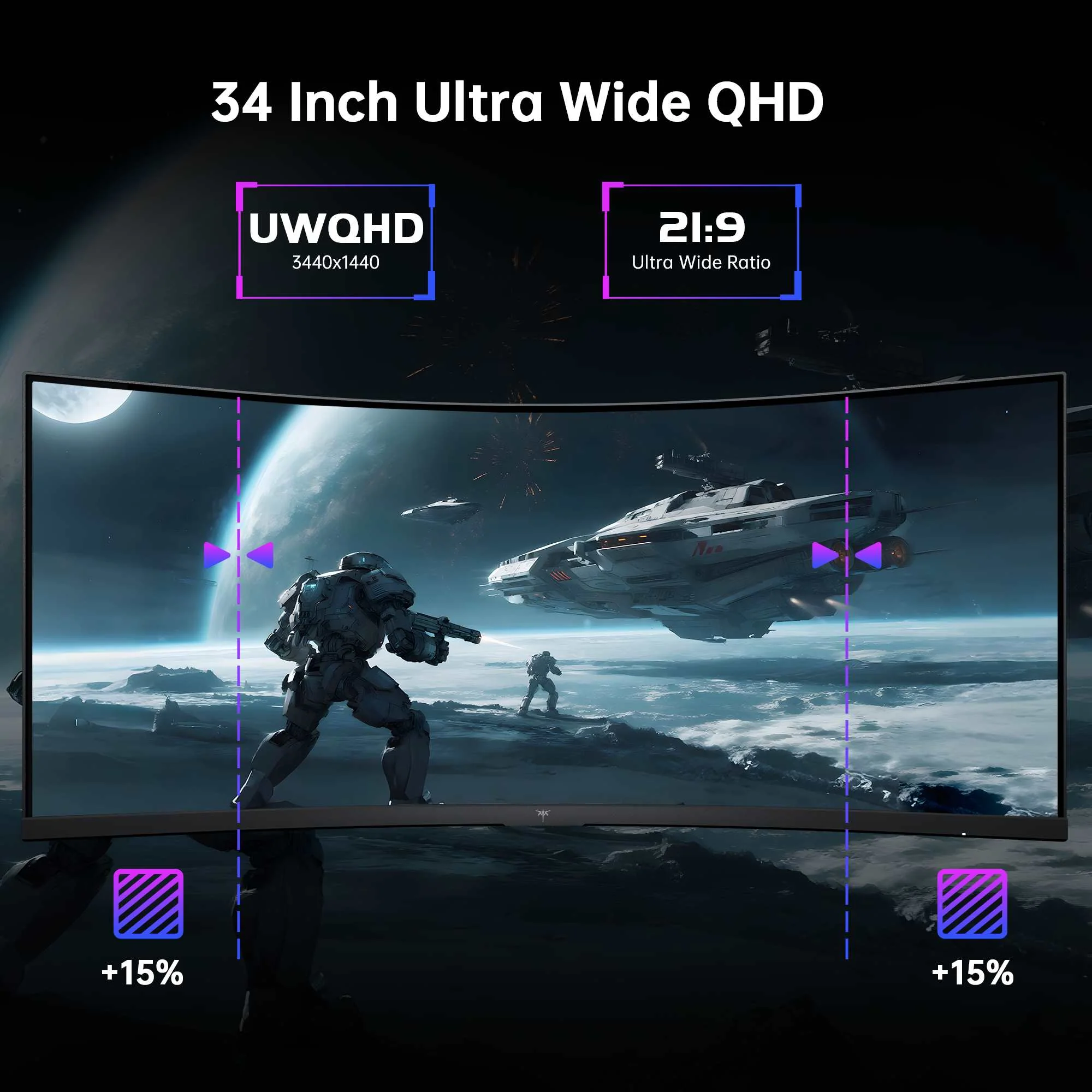 KTC 34" 2K 180Hz/1ms 1500R Curved Gaming Monitor | H34S18S - Image 4