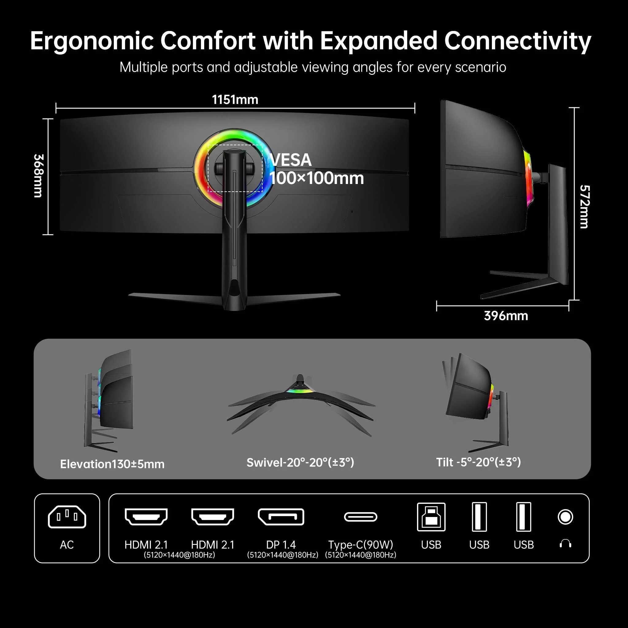 KTC 49" DQHD 180Hz 1000R Curved Gaming monitor丨H49S66 - Image 11